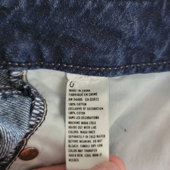 Y2K American Eagle Vintage Midi Dark Wash Mid Rise Cutoff Frayed Jean Shorts 0 - Picture 3 of 3